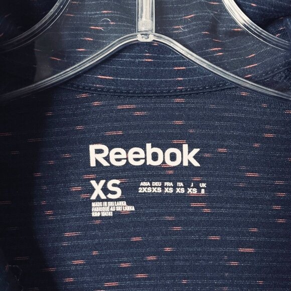 Reebok Women's Performance Quarter Zip Shirt XS Navy Blue Long Sleeve Space Dye - Picture 9 of 11